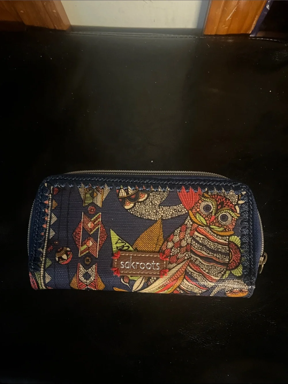 New Sakroots Boho Artist Circle Triple Zip Wallet